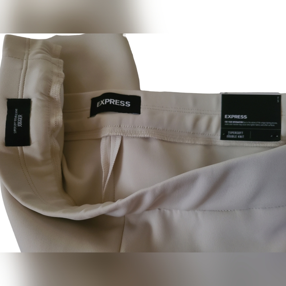 Express Cream Track Pants with Elastic Cuffs - Picture 4 of 7